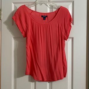 Short-sleeved coral blouse